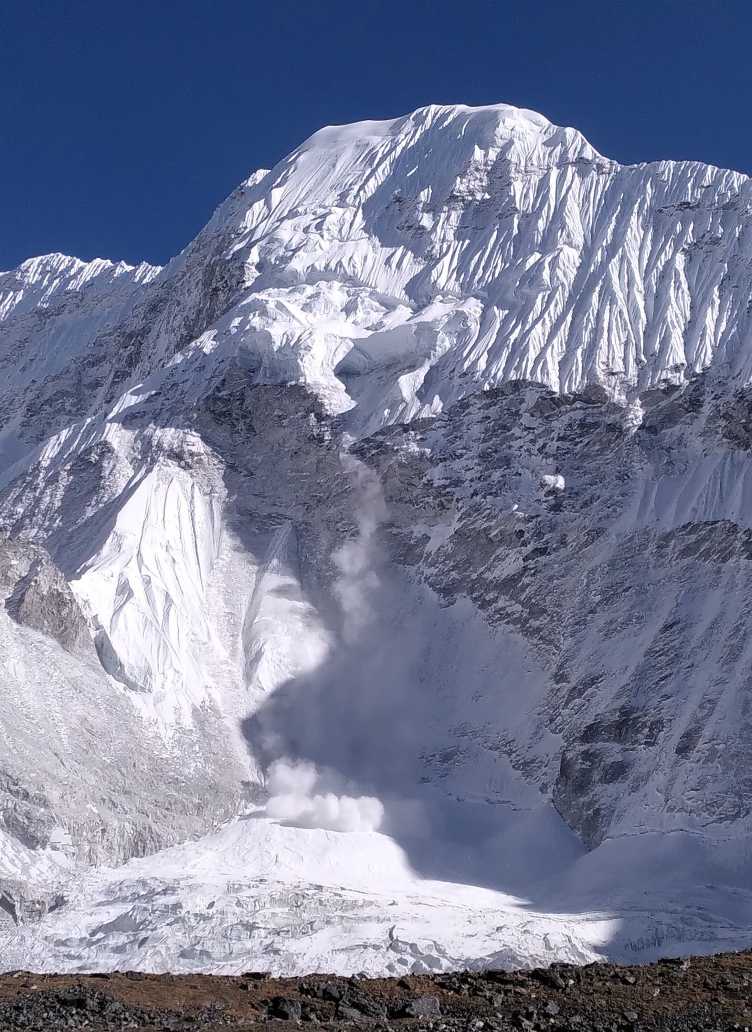 Avalanche on Ambulapcha Glacier, Nepal