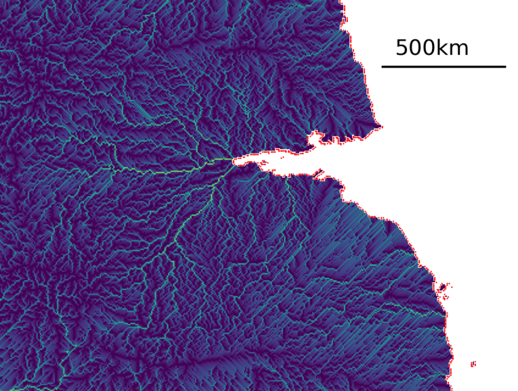 Enlarged view: Modelled subglacial drainage pathways of the Lambert / Amery catchment, East Antarctica.