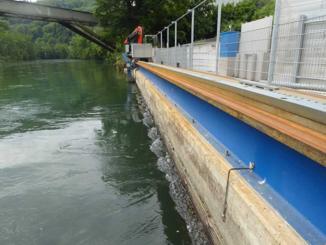 Enlarged view: Horizontal bar rack for fish protection at the residual flow power plant Schiffmühle